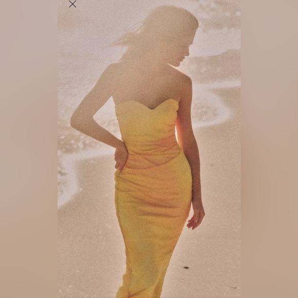 Zara PRINTED TULLE STRAPLESS DRESS - Picture 2 of 6